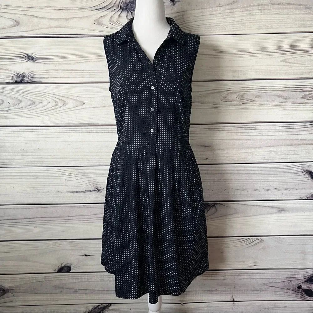 Tommy Hilfiger Navy & White Dot Sleeveless A-Line Shirt Dress